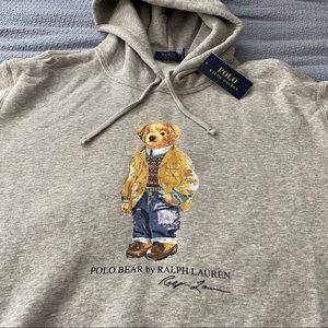 Ralph Lauren Polo  Bear Hoodie - NEW 2XL Grey